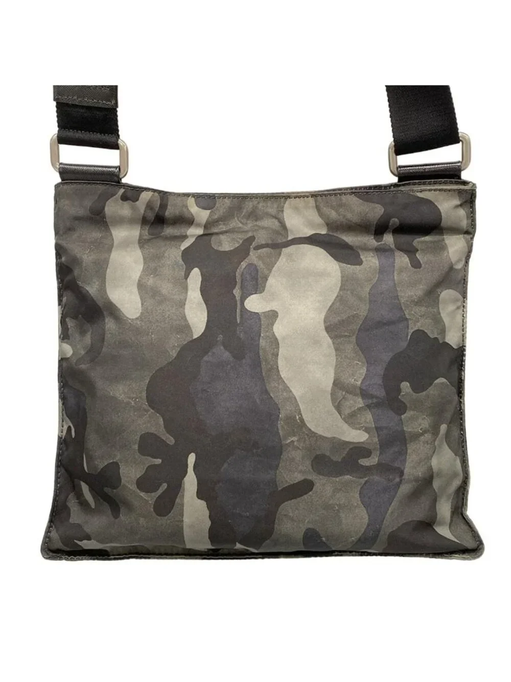 Prada Shoulder Bag Green Black Multi Camouflage Pattern Leather Tag - Picture 3 of 15